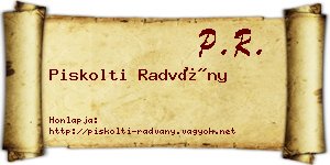 Piskolti Radvány névjegykártya
